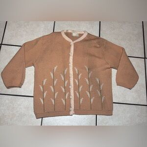 Vintage Another Sheridan Creation Cardigan with Leaf Pattern